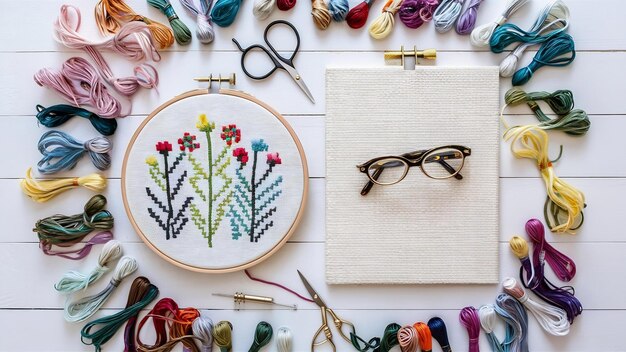 Zestaw do haftu z muliną i igłą